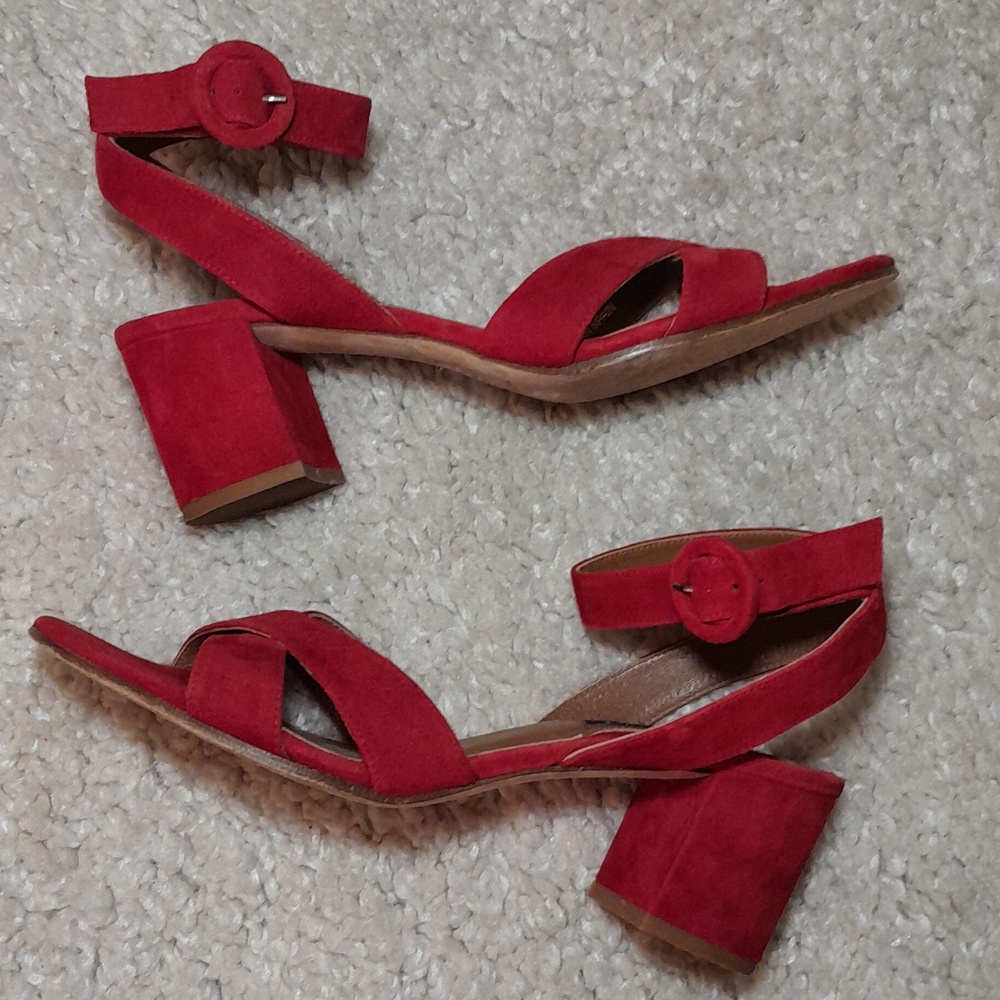 MARGAUX CITY SANDALS IN RED SUEDE size 39.5 - Picture 6 of 16
